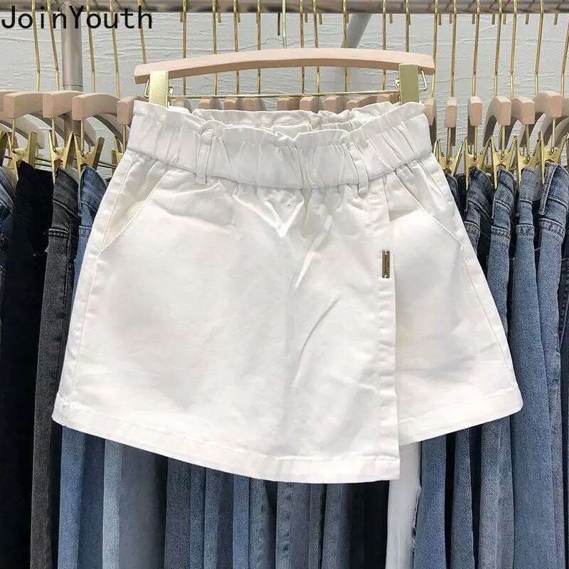 2025 Faldas Mujer De Moda Korean Mini Skirt for Women Fashion Casual Jupe Summer White Saia High Waist Tunic Denim Y2k Skirts
