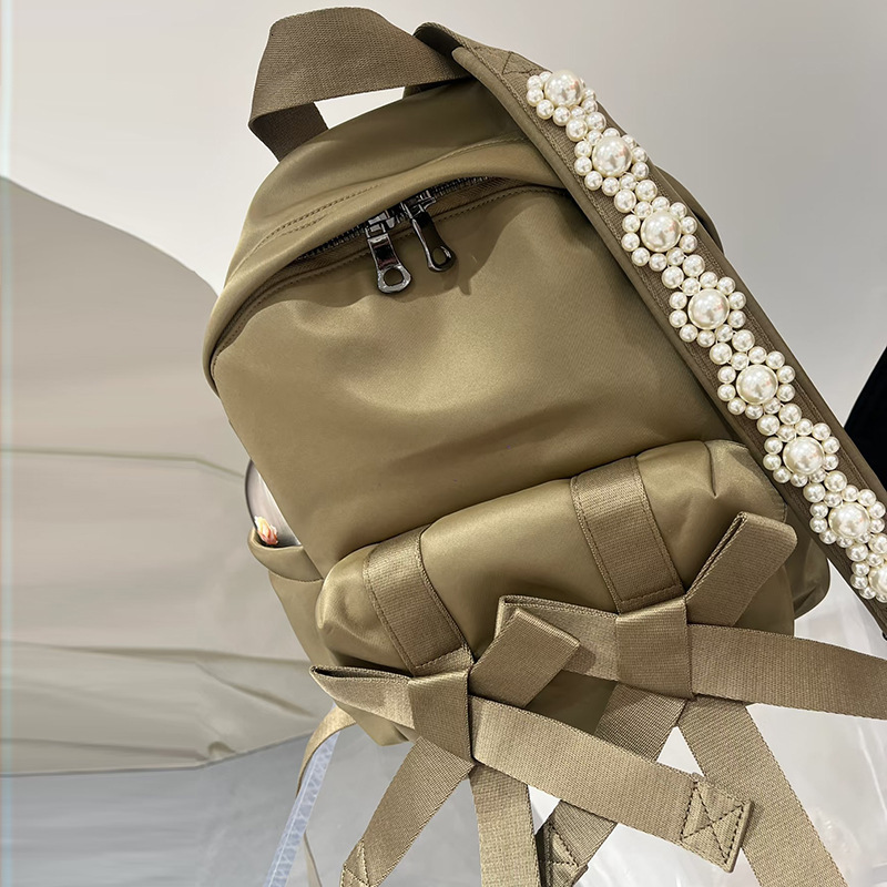 Free shipping designer bag Ins Internet Celebrity 2025 Spring Summer New Casual Versatile Pearl Strap Backpack Large Capacity Japanese Korean Style Wo