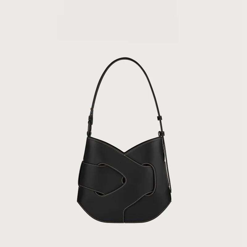 Popular Underarm Women's Cloud Bag, Pleated Design, Soft Leather Single Shoulder Handbag, Light , Niche