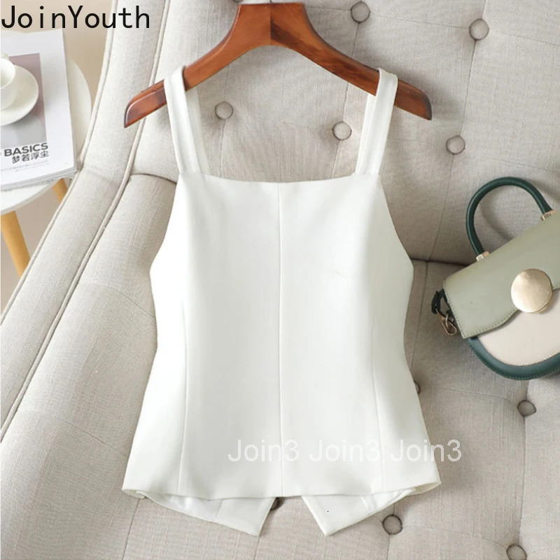 Single Breasted V-neck Sleeve Crop Tops 2025 Ropa Mujer Sleeveless Tunic Camis Temperament Vest Fashion Korean Vintage Tanks