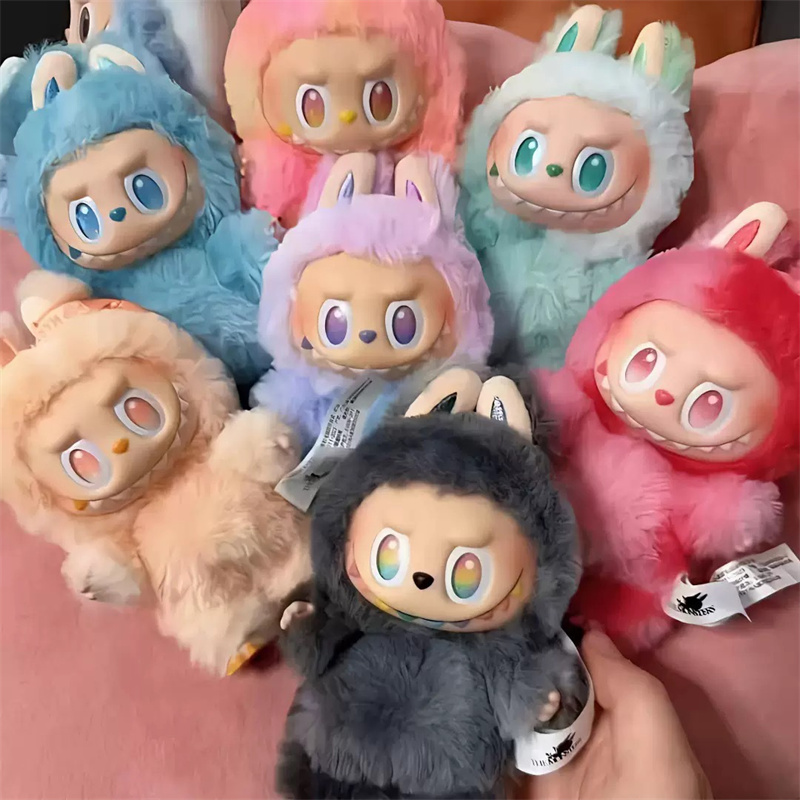 Bubble Mart Labubu plush doll Macaroon action animation character doll hobby pendant decoration cute mysterious box PVC Childrens Day surprise gift