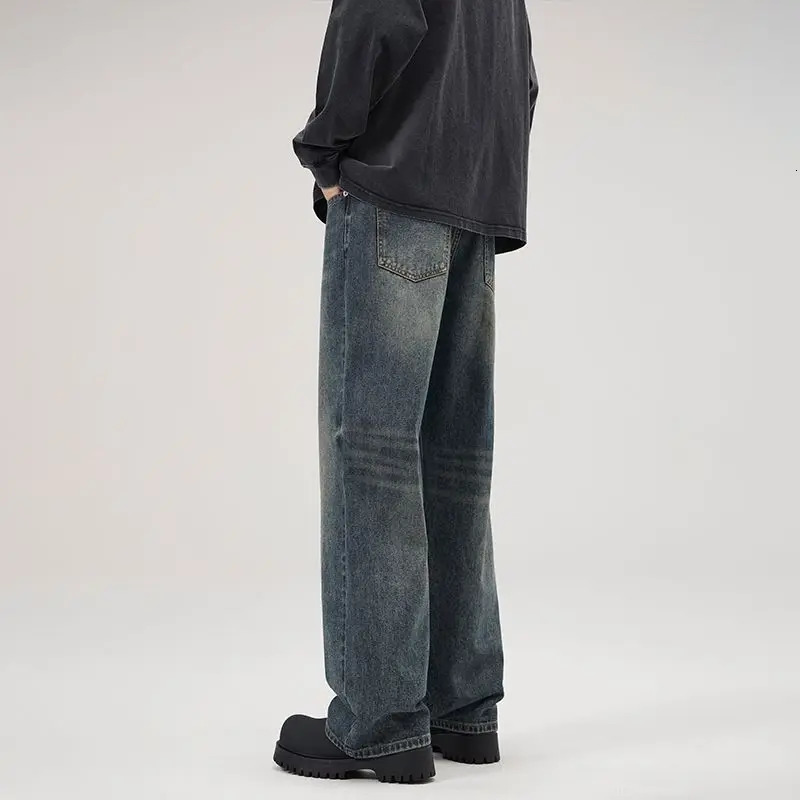 Summer Thin Mens Loose Straight Jeans Cotton Soft Drape Business Casual Trousers Classic Smoke Gray Ice Silk Pants 250617