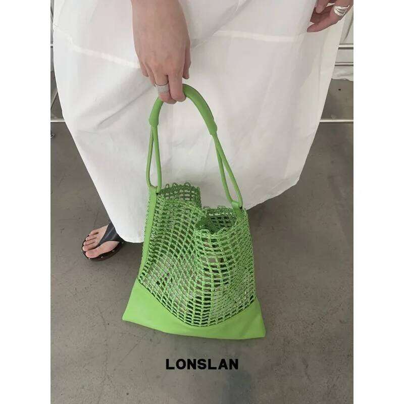 Designer Bag Fashion Hollow Out Straw Women Shoulder Bags Designer Weave Lady Handbag Casual Handmade Summer Beach Large Tote Bag