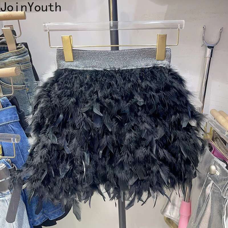 Sweet Y2k Skirt for Women 2025 Faldas Mujer De Moda Temperament Jupe Fashion Korean Sexy Saia Chic Feather Bodycon Mini Skirts
