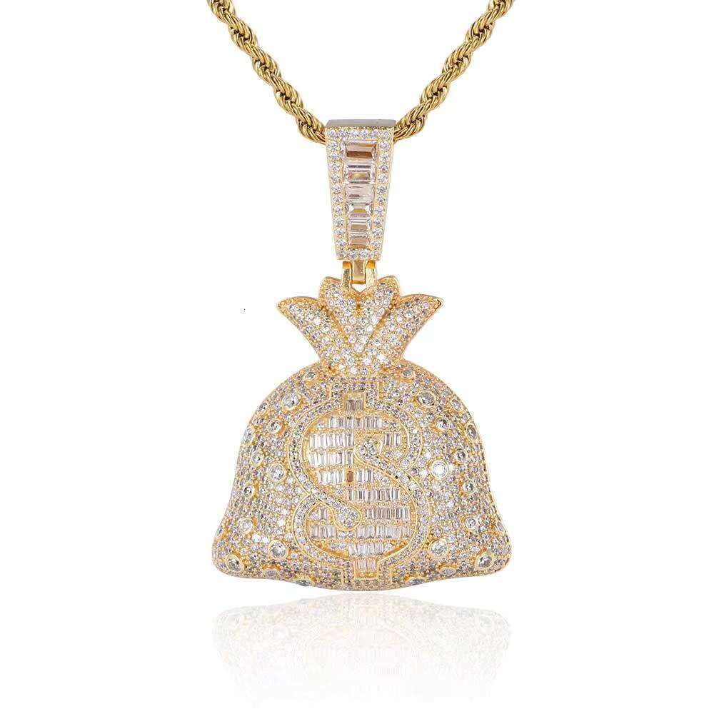 Customizable 925 Sterling Silver Money Bag Moissanite Pendant for Men Fine Jewelry Iced Out Hip Hop Style Necklace
