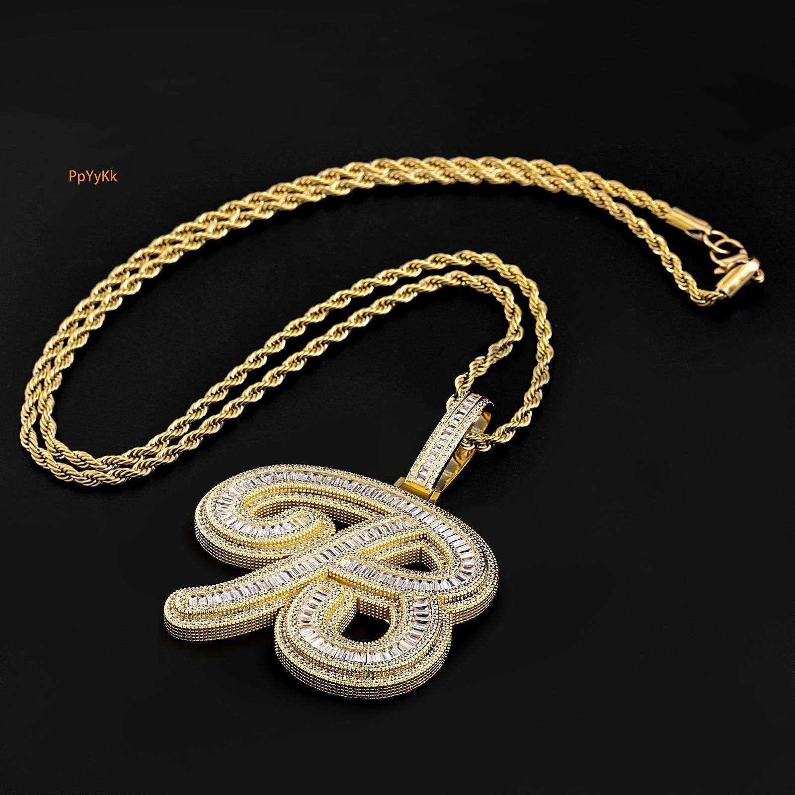 Luxury Moissanite Diamond Inlaid Hip Hop Letter Pendant Unisex Niche Premium Statement Necklace Pass the diamond tester