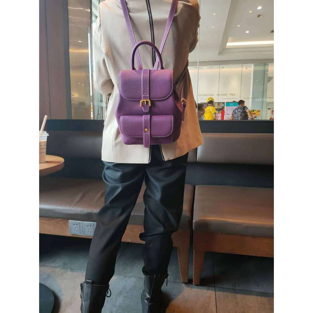 Nobility Vintage Purple Women Backpack High Quality Natural Cowhide Leather Female Rucksack Knapsack Leisure Shoulder Bag