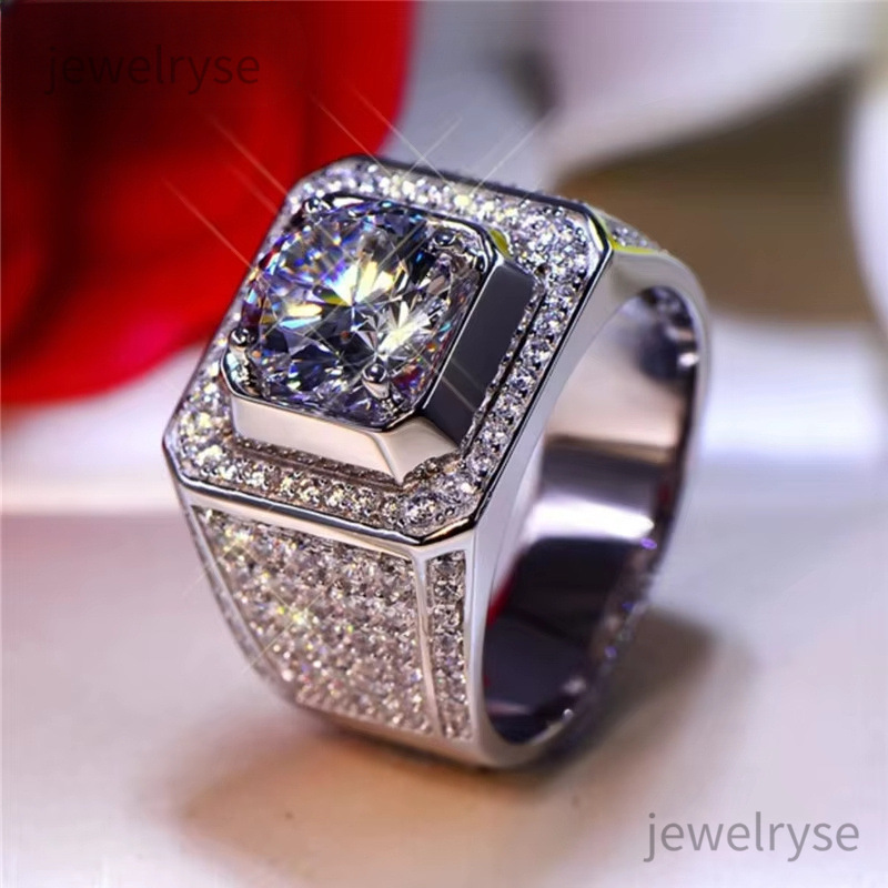 925 Silver D Color VVS Clarity Four-Prong Square Micro-Paved Moissanite