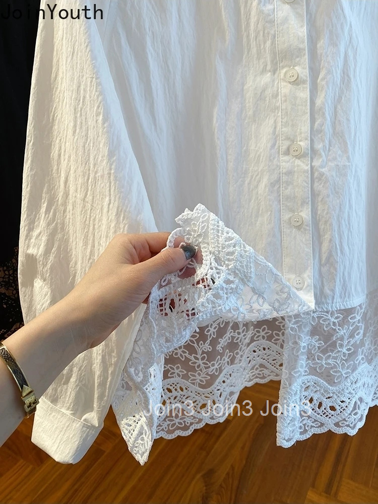 Temperament Lady Tops Blouses for Women 2025 Blusas Mujer De Moda Long Sleeve Hollow Out Oversized Shirts Fashion White Blouse