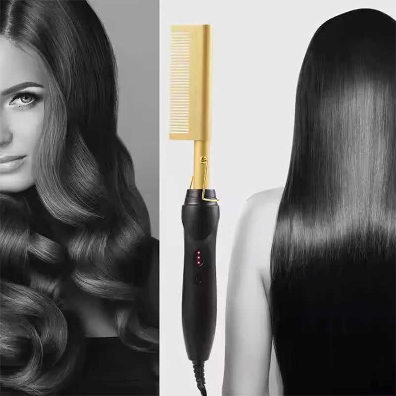 High Quality Hair Comb 2-in-1 Curling Iron Straightening Dual Copper Comb Straightening Function Straightening CombXJ250621