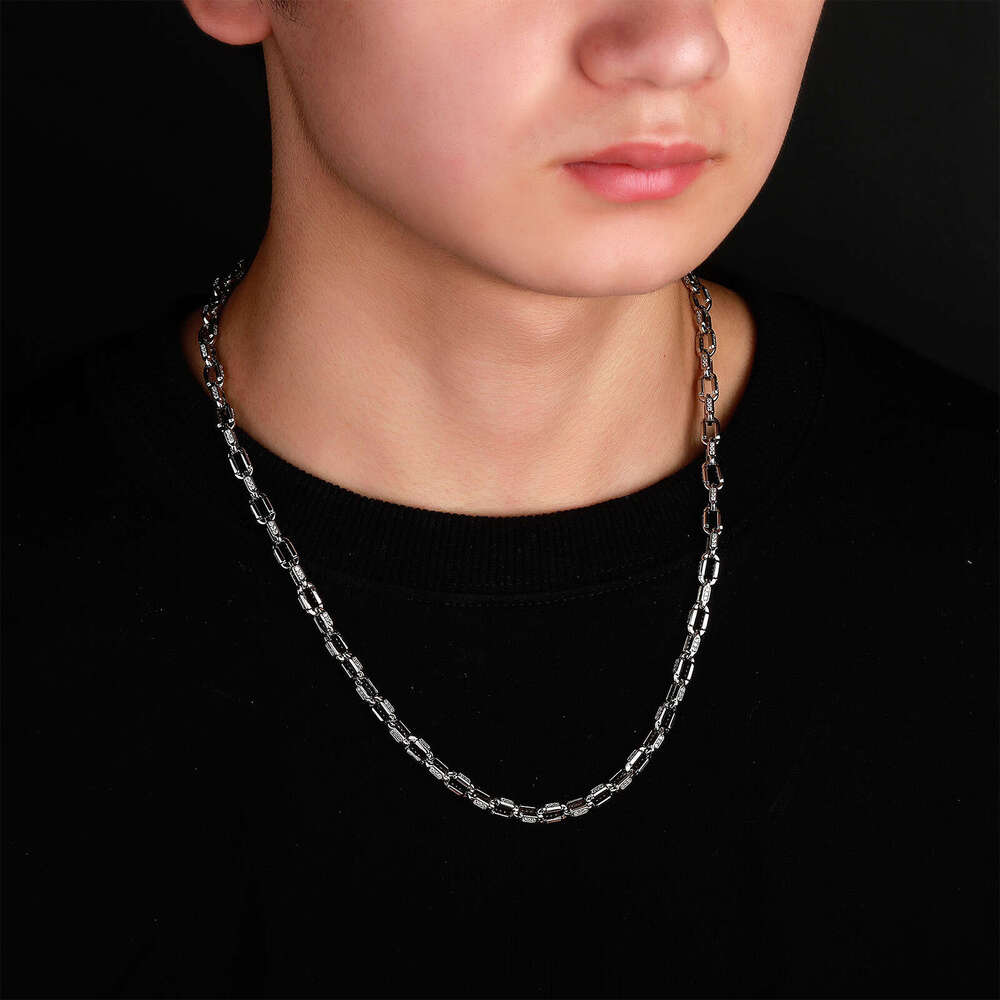Jin Ao New Copper Inlaid Zircon Square Hip-Hop Necklace for Women and Men Versatile High-End Sweater Chain