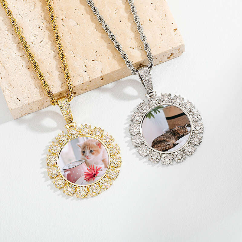 Jin Ao INS Summer Frame Rock Sugar Cubic Zircon Necklace Couple Street Shoot DIY Photo Pendant Trendy Accessories