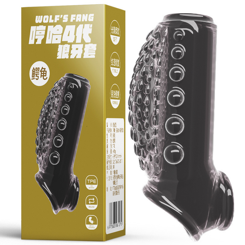 Enlargement and Thickening Locking Delay Adult Products Sexy Wearable Wolf Tooth Condoms