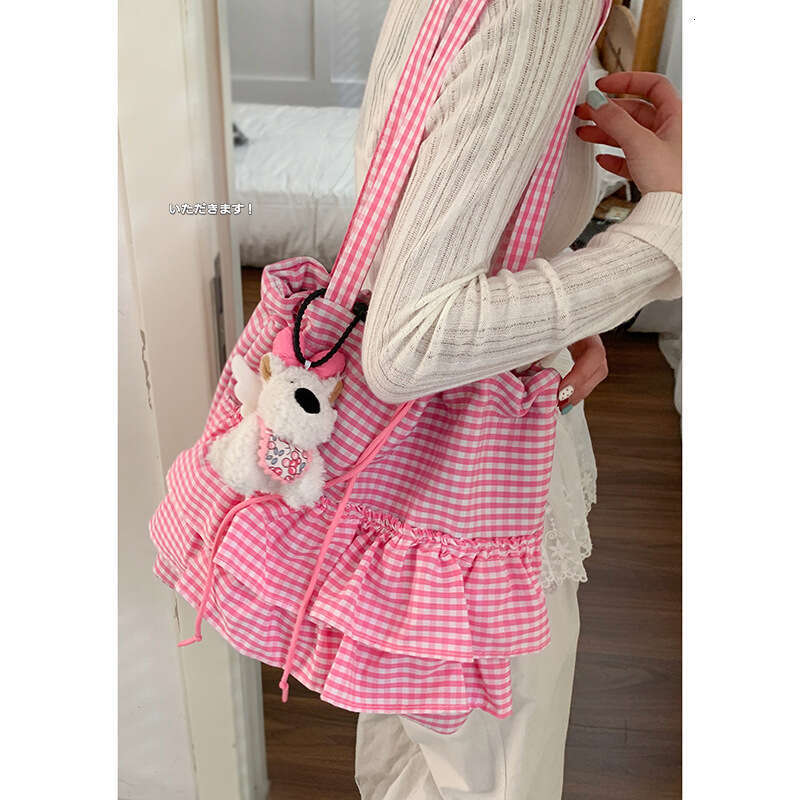 Girls' Academy Style Plaid Canvas for designer bag Women 2025 New Fashion Korean Version Underarm Tote Large Capacity Lace Bag