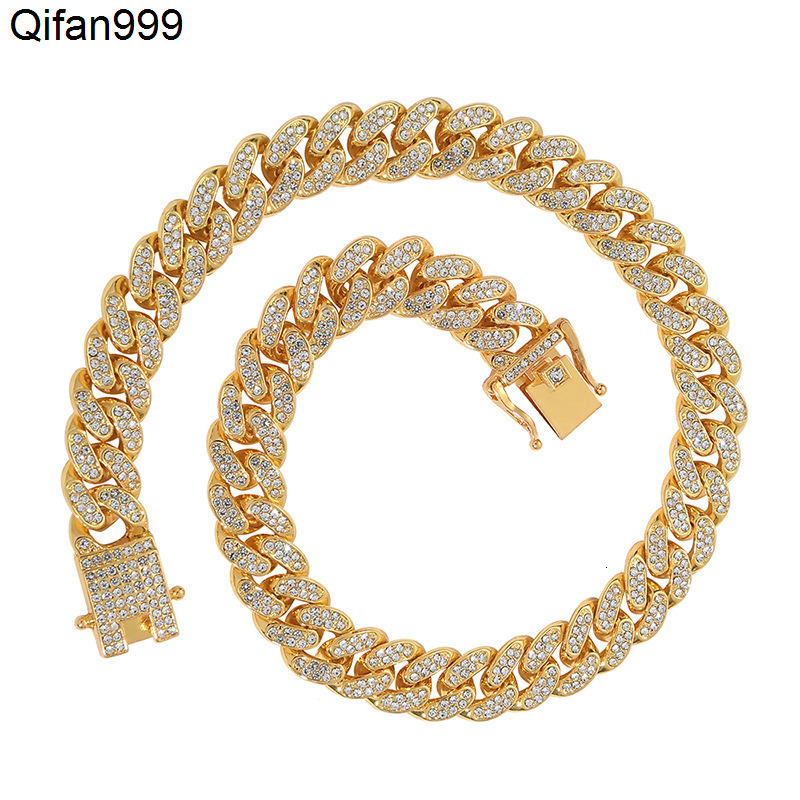 Punk Trendy Mens Hip-hop Diamond Alloy Cuban Necklace Jewelry Mens Hip-hop Cuban Chain Jewelry