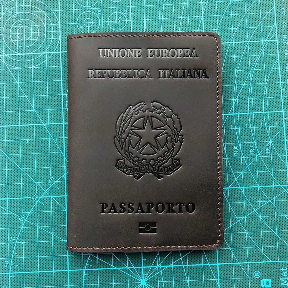 Genuine Leather Italian Passport Cover with Name Business Unisex Durable Italy Passport Holder Z250621