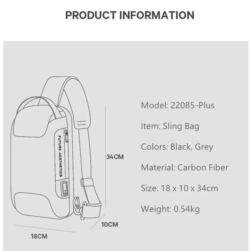 Shoulder Bags Upgraded Men Waterproof Multifunction Carbon Fiber Pattern Crossbody USB Sling Messenger Chest Bag Pack