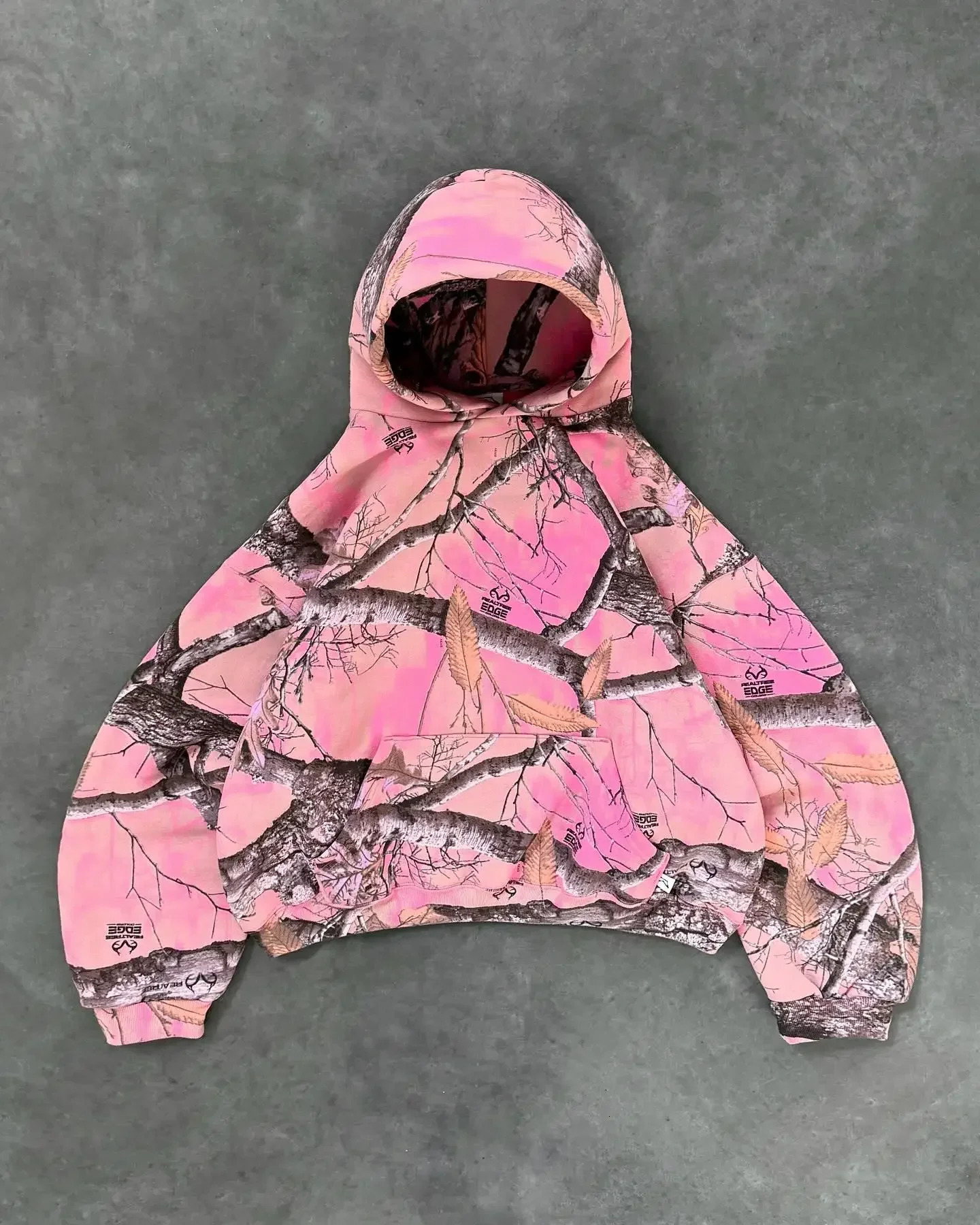 Y2K camouflage pattern hoodies men clothing hip hop retro pink harajuku street pullover punk straight pants casual suit 250614