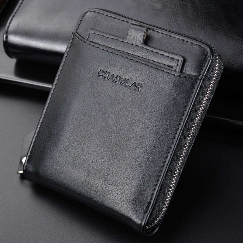Hot Selling Men's Short Youth Personality Leather Wallet Pull Chain Card Holder Coin Purse