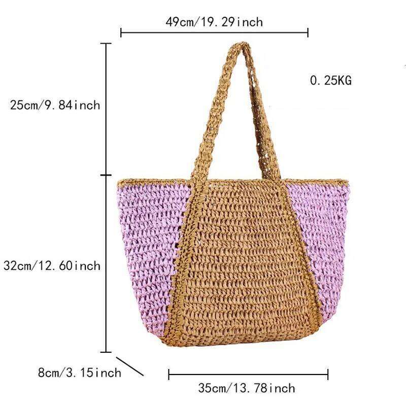luxury bag Handbag Summer Beach Rattan Woven Handmade Straw Large Capacity Totes Women Shoulder Bag Bohemia New