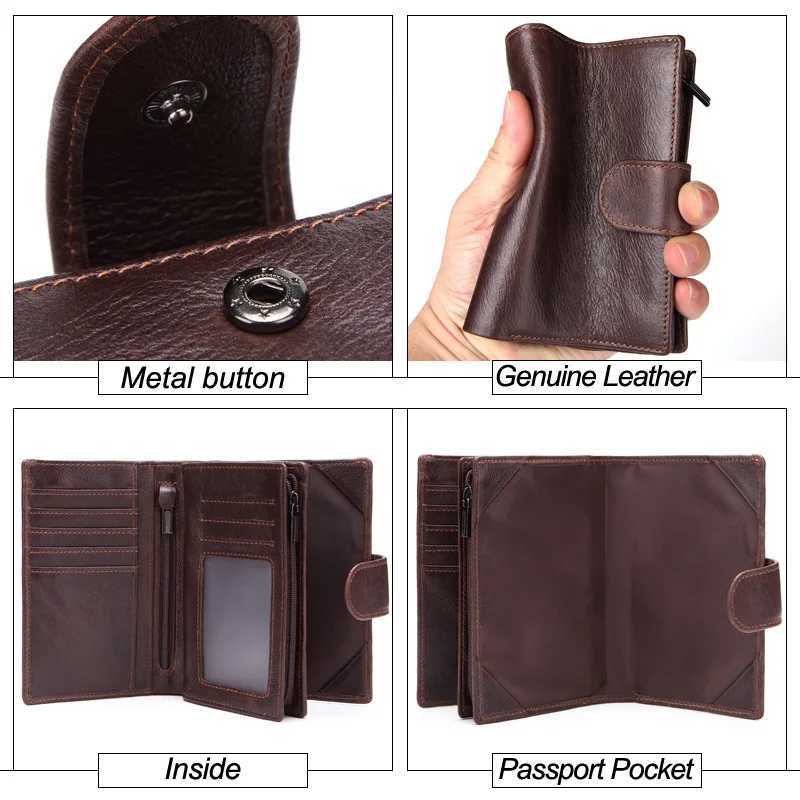GENODERN Genuine Leather Mens Passport Cover Wallet Large Capacity Passport Holder Coin Purse Men Organizer Wallets Card Holder Z250621