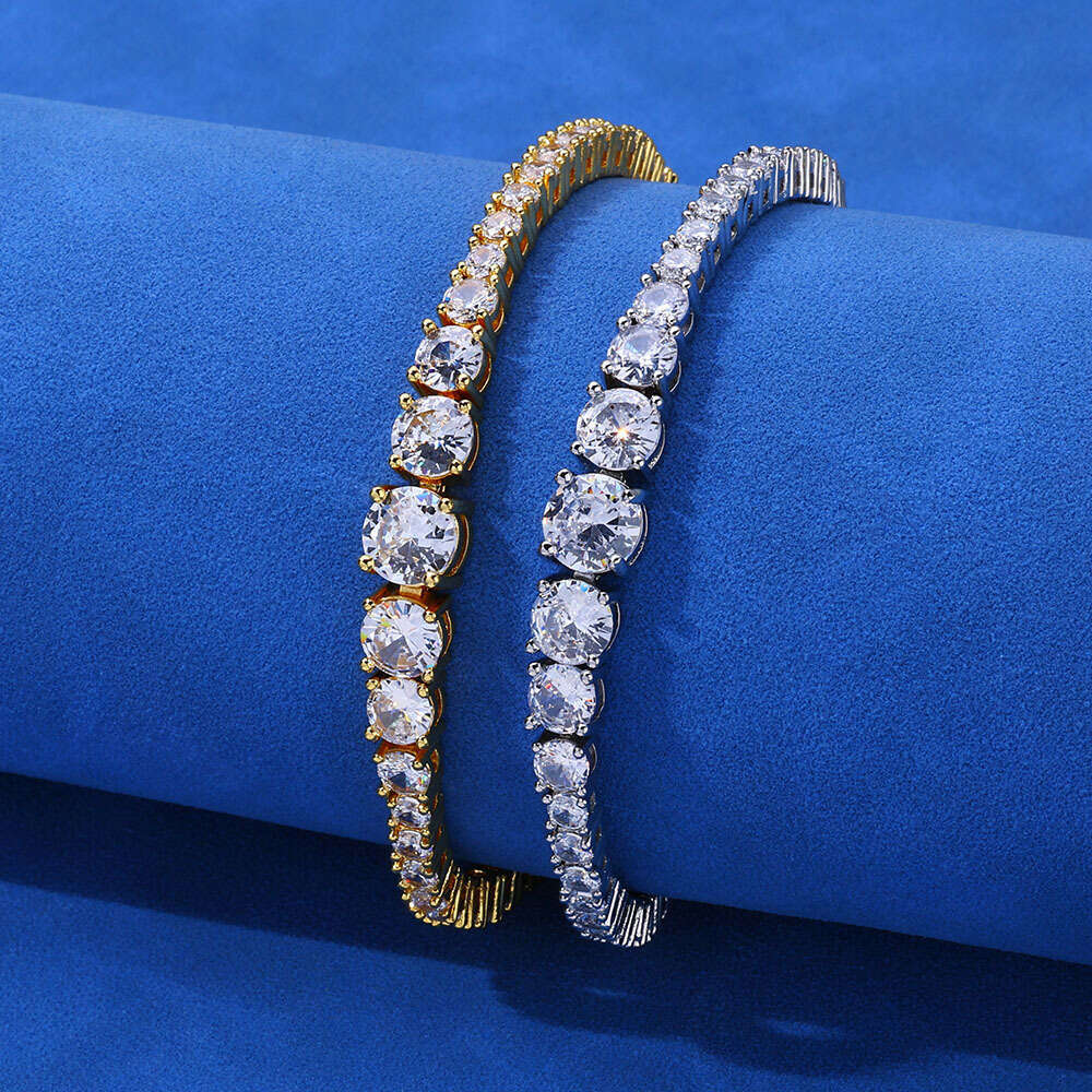 New Gradient Zircon Tennis Chain Hip-Hop Trendy Brand Personality Jewelry Unisex Bracelet Accessories 7c17