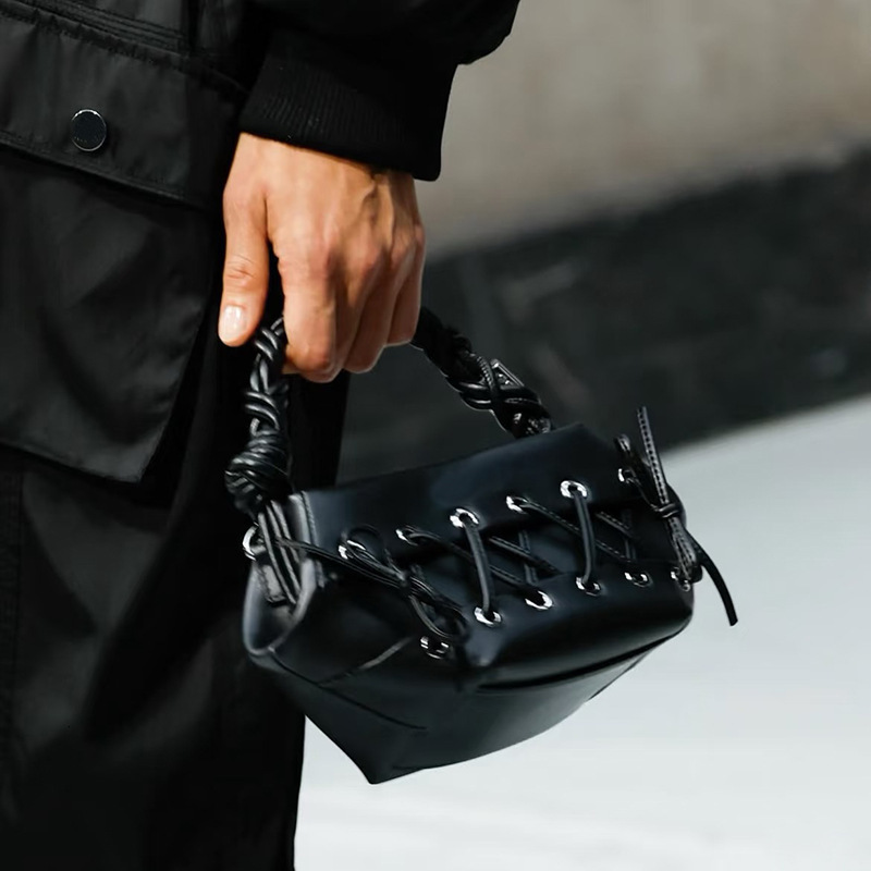 Free shipping designer bag ins2025 New Woven Strap Bag Handbag Small Bag Casual Dark Motorcycle Style Hot Girl Bag Personality Trend