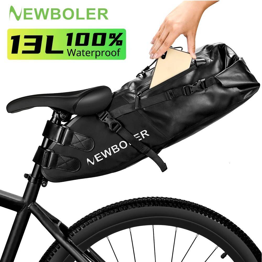 NEWBOLER Bike Waterproof Bicycle Saddle Reflective Large Capacity Foldable Tail Rear Bag Cycling MTB Trunk Pannier Black designer bag