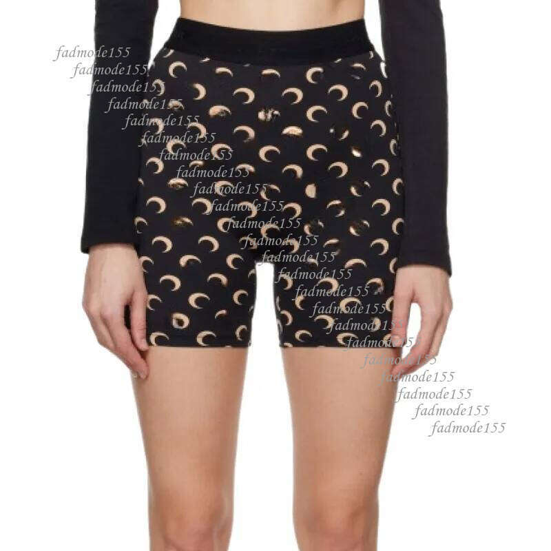 Designer Elastic Slimming T-shirt Ice Silk Sunscreen Moon Top Crescent Small Marine Women's Black Sports Shorts Set Wholesale 2025 b6 45