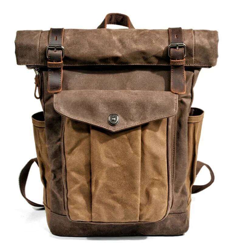 Designer bag MUCHUAN Vintage Backpacks for Men Oil Wax Canvas Leather Travel Backpack Large Waterproof Daypacks Retro Bagpack