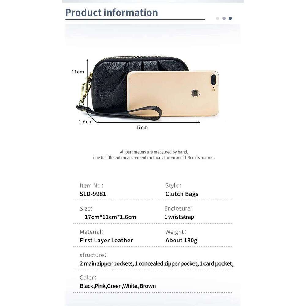 Genuine Leather Women Wallets Multifunction Large capacity Purses Long Zip Wrist bag Money Coin Holder Female phone Purse