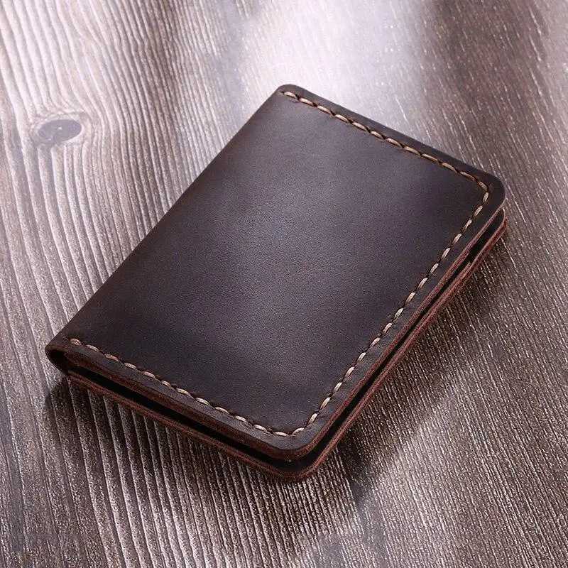 Handmade Leather Holders Crazy Horse Leather Wallet for Cards Genuine Leather Bank Cardholder Z250621