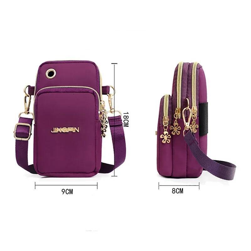 DHGM Mobile Phone Women's Crossbody Mini Bags Fashion Mom Mommy Coin Neck Hanging Running Cover Shoulder Bag 3 Layer Wallet