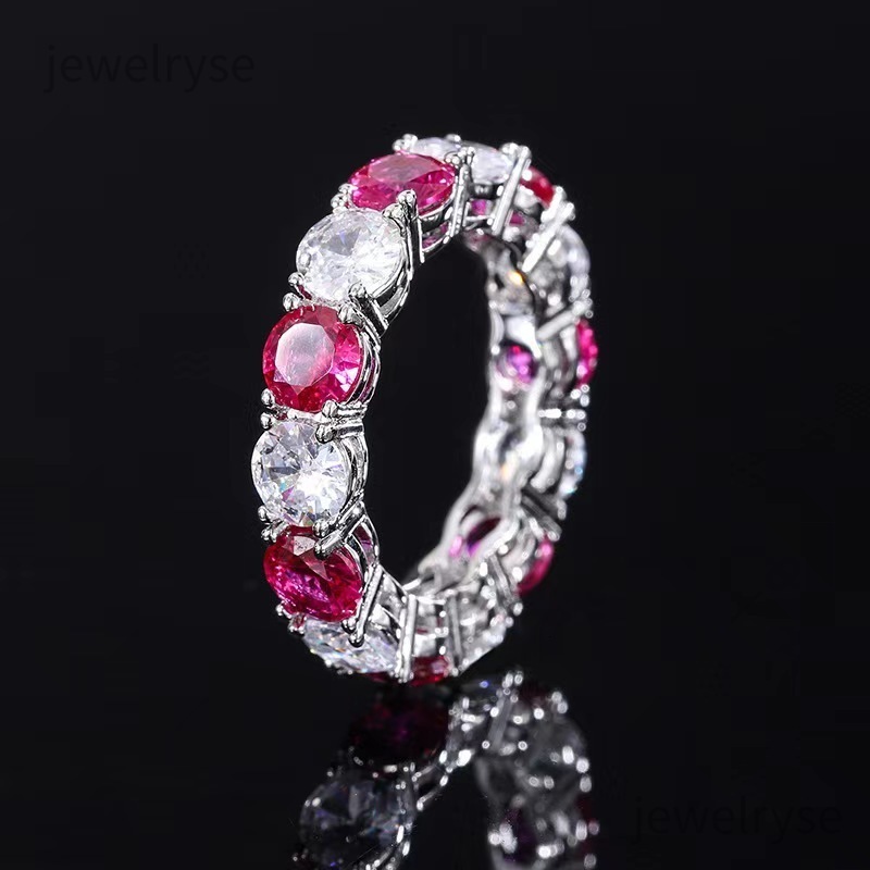 S925 Sterling Silver Round Diamond Ring for woman Designer Ring inlaid Diamond Sea Blue Treasure 5mm Engagement Ring woman and man Trendy Retro Ring f