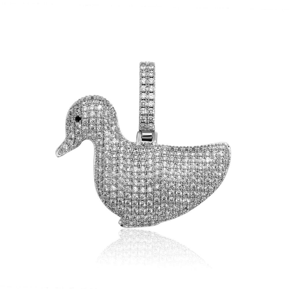 Jin Ao Personality Rap Full Dia Necklace Cute Animal Duck Pendant National Trend Hip-Hop Jewelry Versatile Accessory
