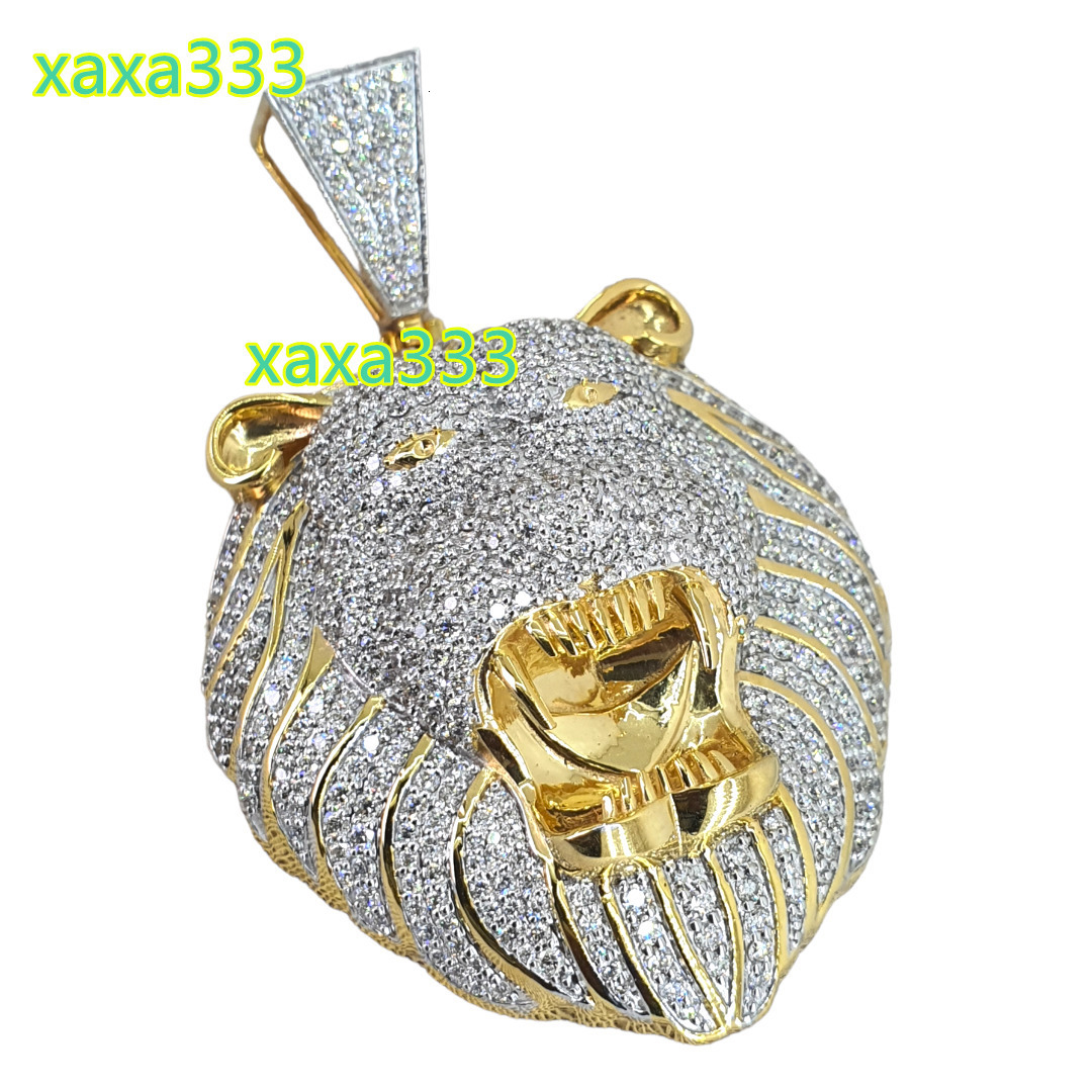 Moissanite 925 Sterling Silver Custom Cartoon 3D Lion Face Pendant Personalized Iced Out Luxury Customized Moissanite Necklace
