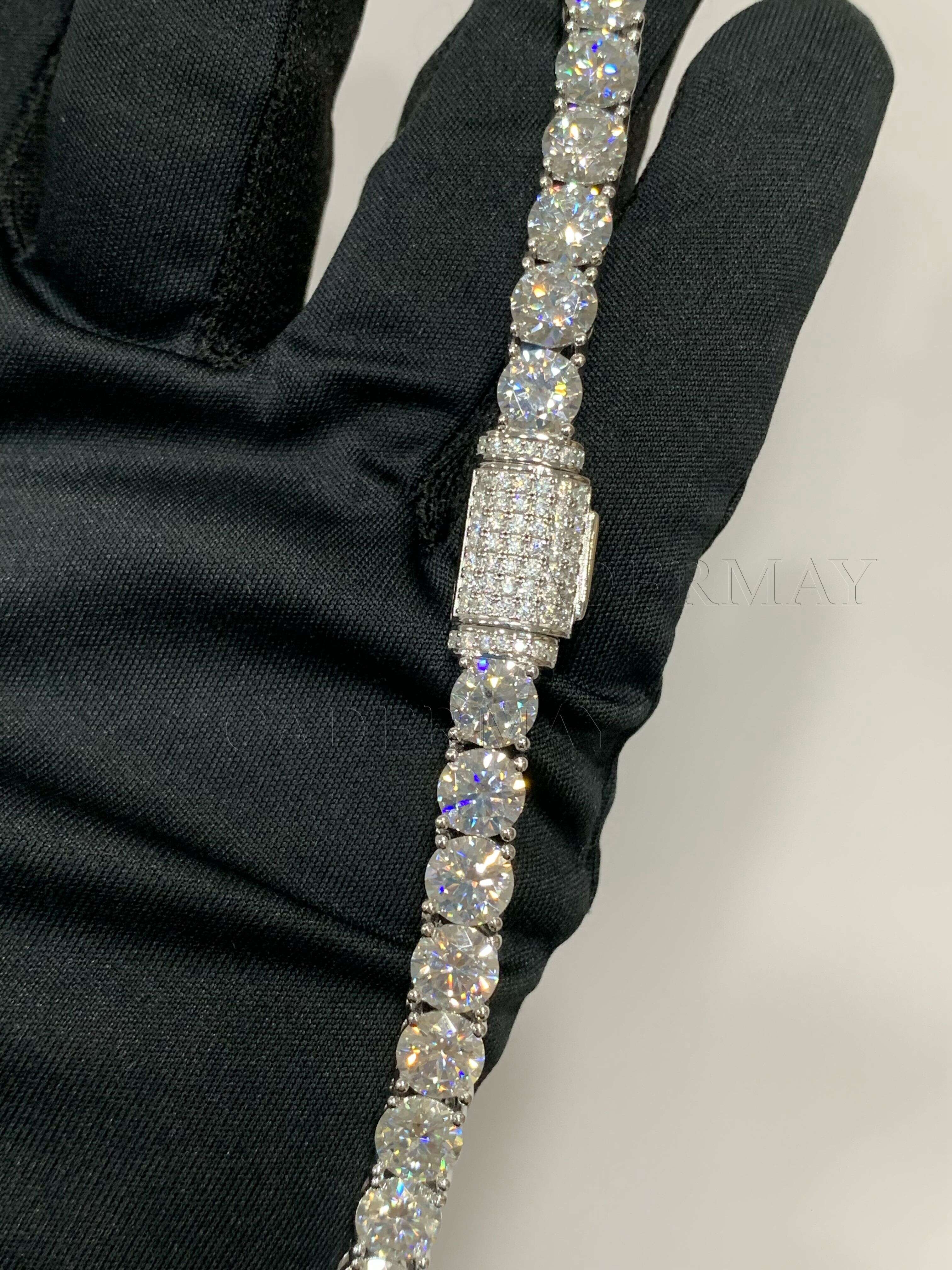 Moissanite Tennis Chain Iced Out 925 Sterling Silver 6mm D VVS Moissanite Tennis Necklace Moissanite Chain for Hip-Hop Jewelry