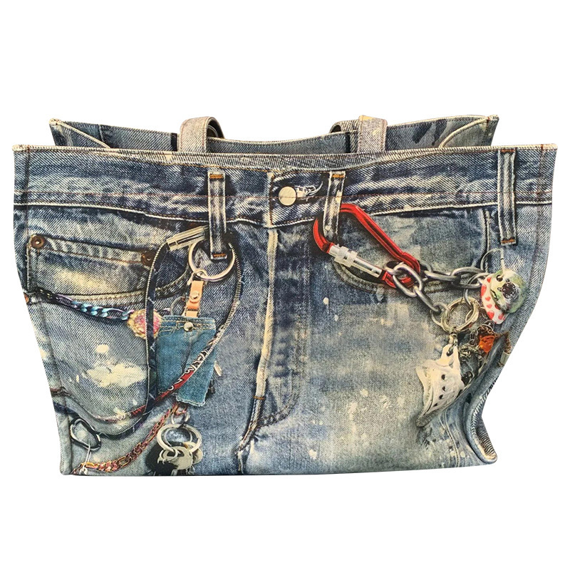 Free shipping designer bag Ins Internet Celebrity Same Style Casual Versatile Retro Chain Denim Shoulder Bag Handbag Tote Large Bag 2024 New