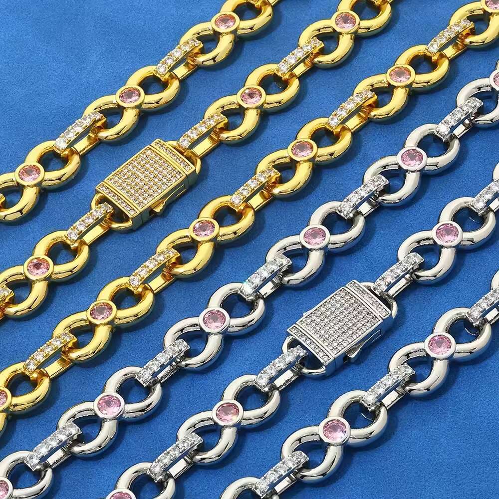 Hot Sale Hip Hop S925 Silver Moissanite Necklace for Men Versatile Eight Character Infinite Chain Cross-Border Hip-Hop