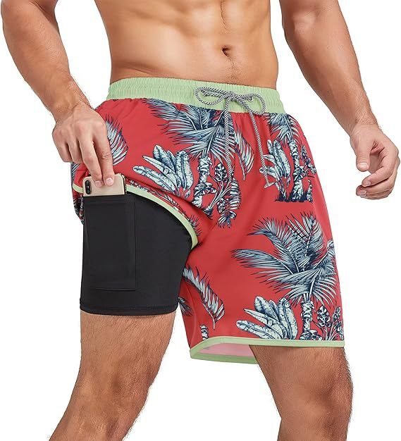 Shipping Designer Beach Pants2025 European And American Cross-border 3D Digital Print European And American Men's Youth Double-layer Beach Shorts