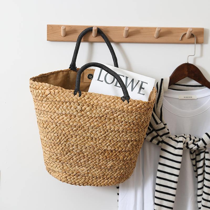 Free Shipping Korean Luxury Woven Bag INS Large Capacity Simple Handheld Natural Grass Woven Bag Women's Designer Vacation Beach Bag