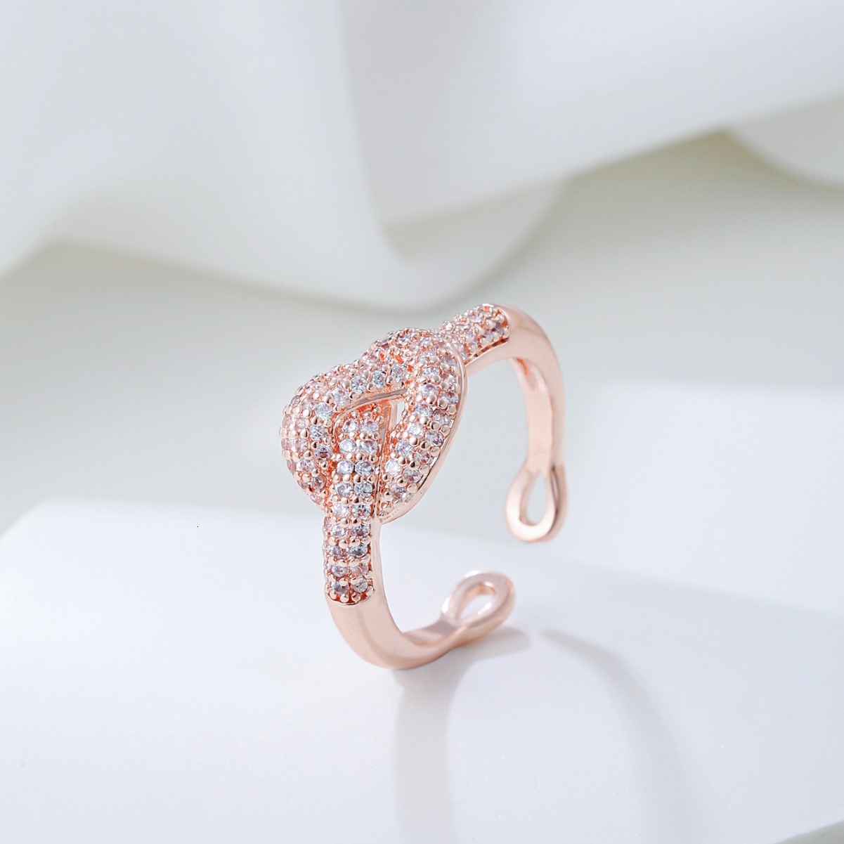 Fresh Sweet Korean Style For Women Inlaid Copper Zircon Wrapped Index Finger Ring