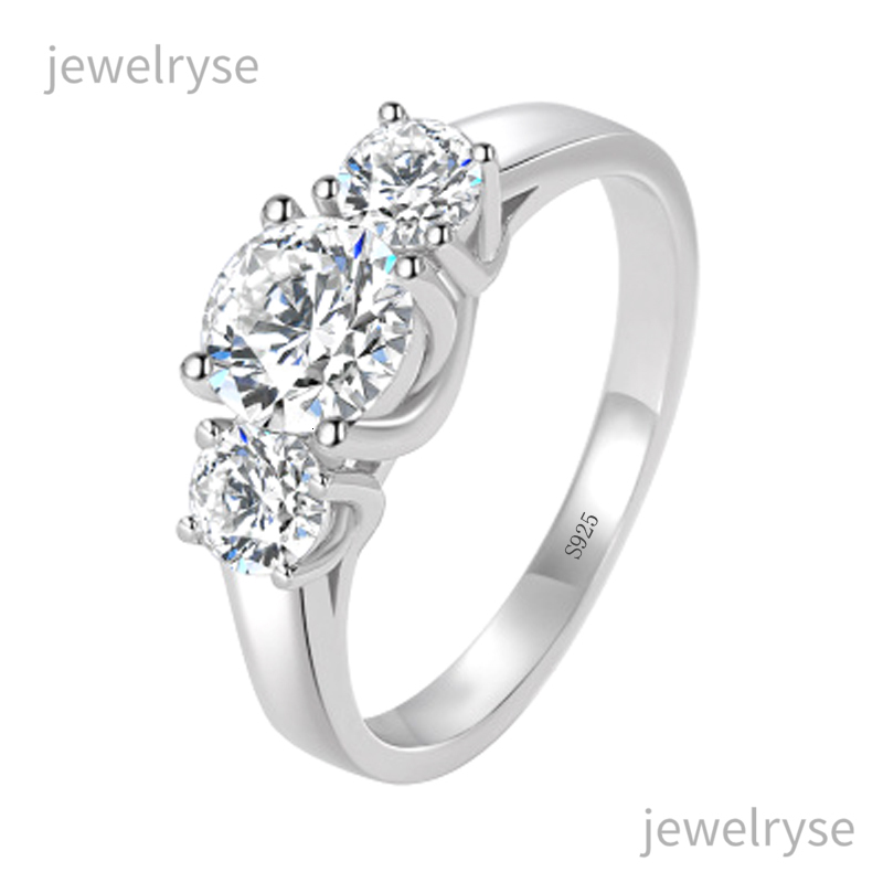 100% Original 925 Solid Silver Ring Staggered Connection 6mm 1ct CZ Zirconia Wedding Engagement Rings For Women Fine Jewelry Gift XR445