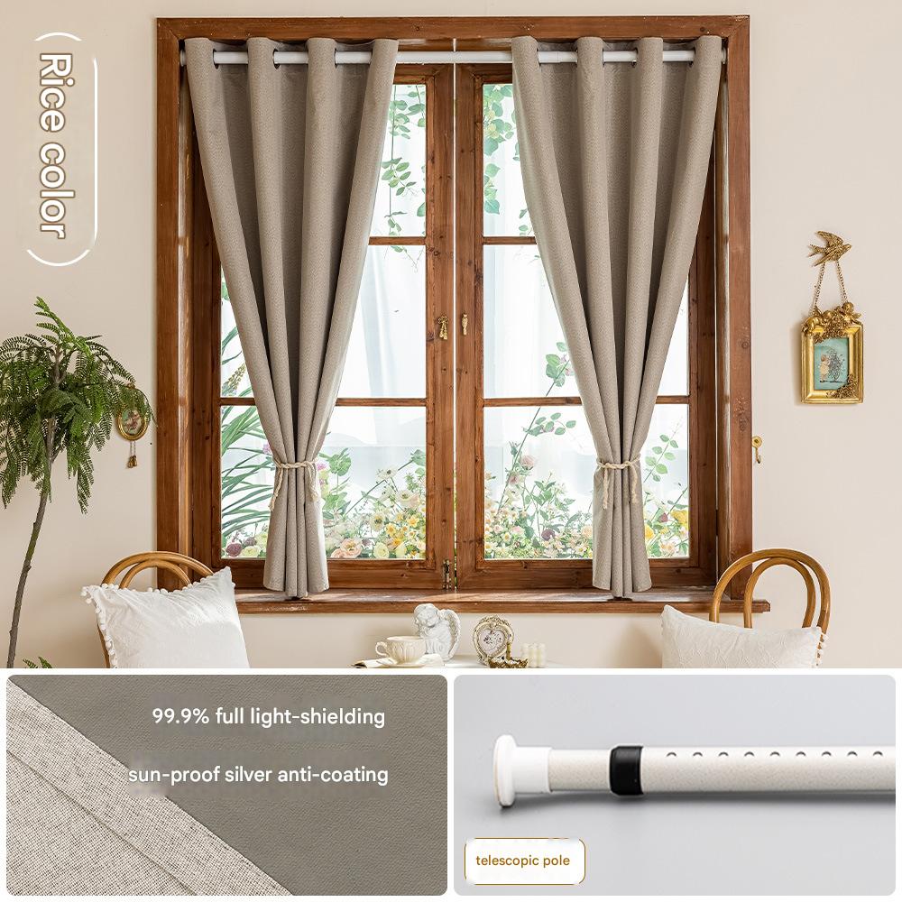 A534 new full blackout heat insulation sunshade curtains punch-free installation simple rental room blackout curtains small curtain