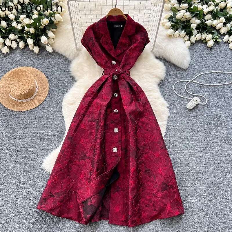 Vintage Print Robe Femme Summer Dress Women Clothing 2025 Vestidos De Mujer Slim Waist Single Breasted A-line Elegant Dresses