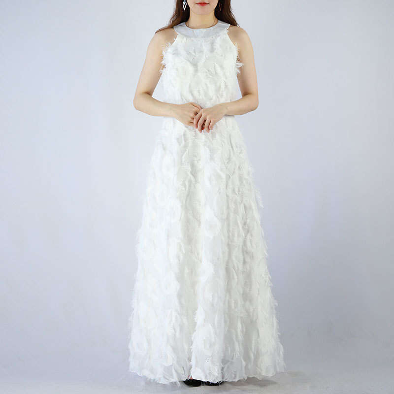 White Skirt Maxi Skirt TANSSHOP New Tassel Feather Halter Neck Off Shoulder Slim Fit Floor Length Summer Dress Long Skirt