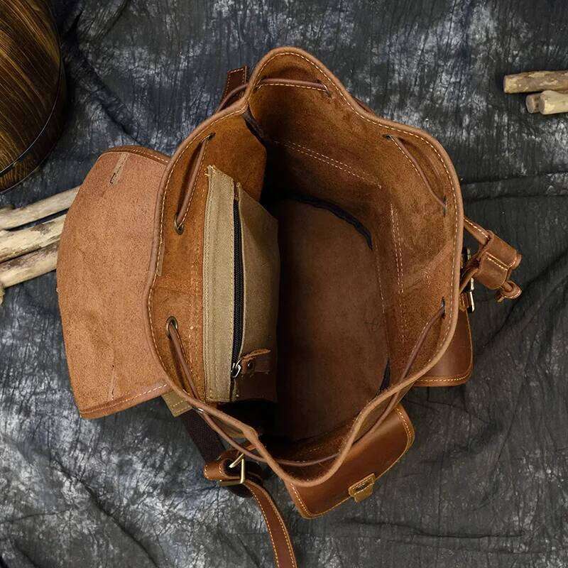 Men's Women's Crazy Horse Backpacks Vintage Genuine Laptop Men Women Unisex Bapacks Cow Leather School Bag