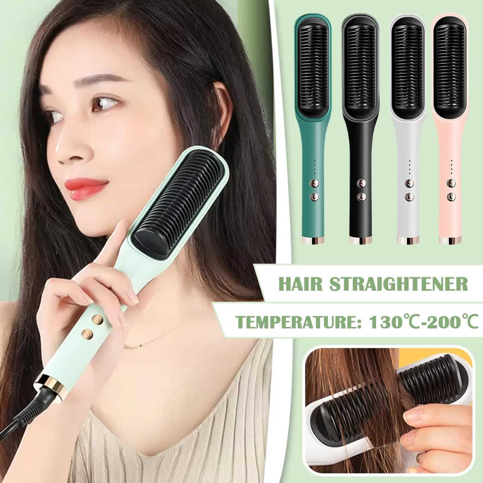 Hot Heating Hair Straightener Hot Comb Curling Iron Multi-speed Electric Straightening Comb Curling Iron Hair BrushXJ250621