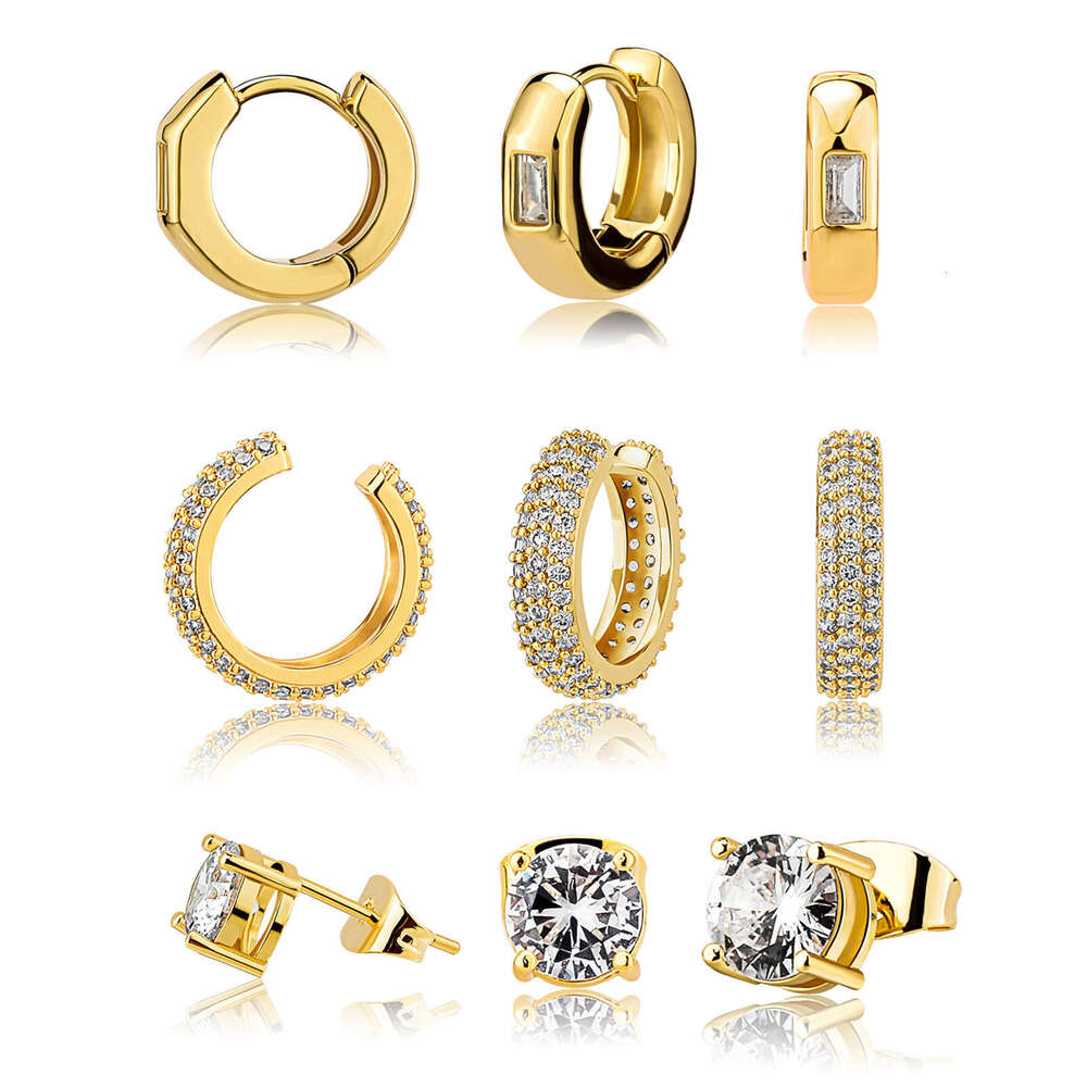 Hip Hop Earrings Mix and Match Set Unisex Personality Studs Classic Versatile Ear Clips Jewelry