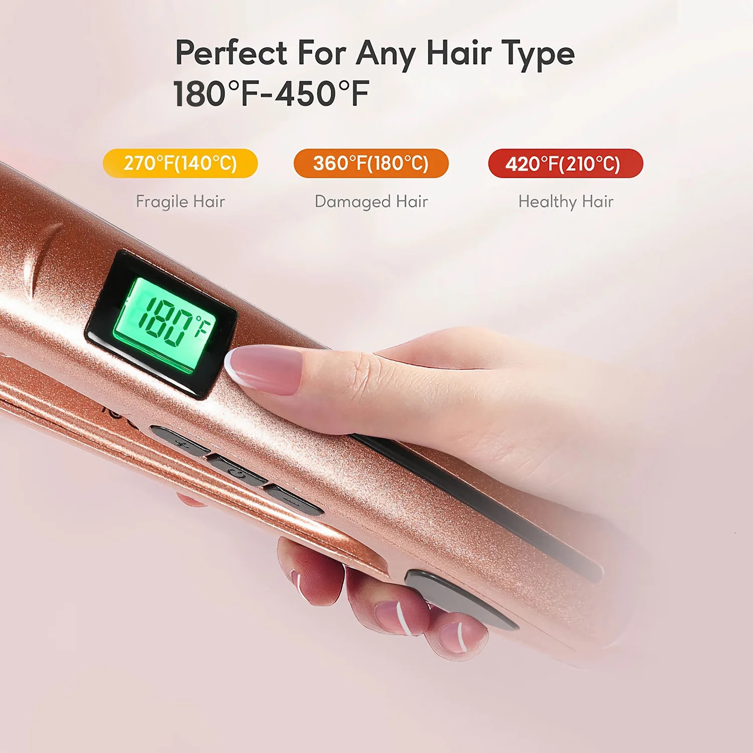 KIPOZI Perfect For Any Hair Type Flat Iron Hair Straightener with Digital LCD Display Dual Voltage Instant Heating Iron 250529